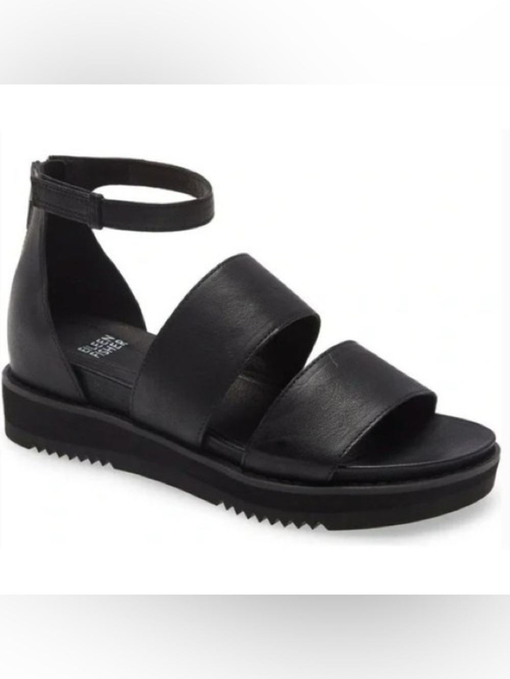 Eileen Fisher Black Leather Keno Sandals